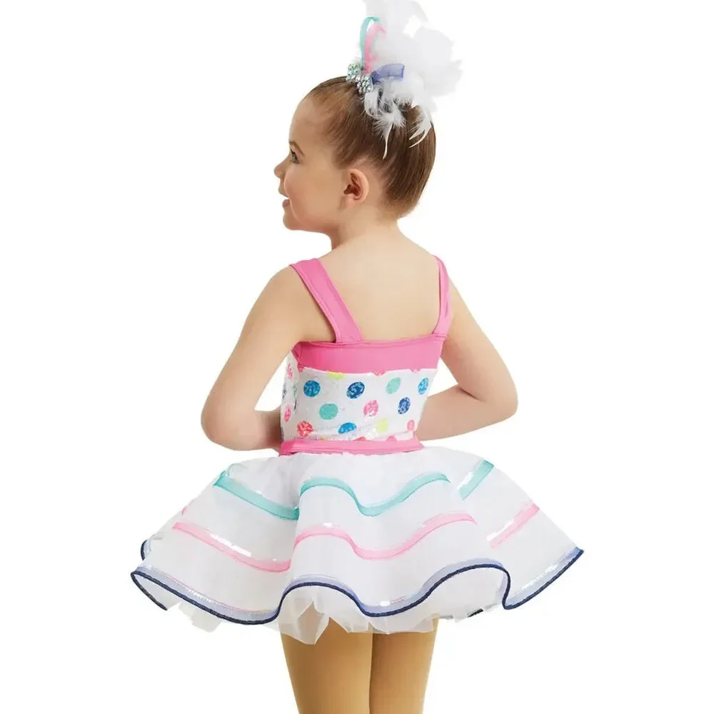 Pre-Owned Dance Costume Weissman 11296 Small Child White Dress Jazz Sequin